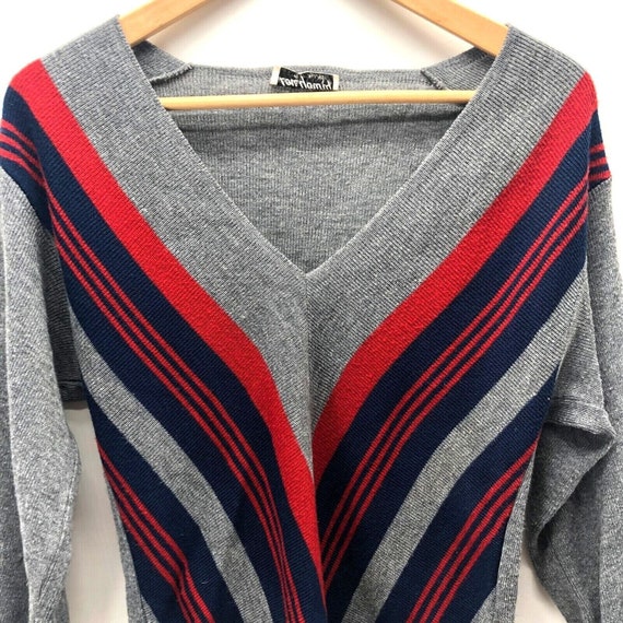 Vintage 80s Lois Young Sweater V Neck Geometric P… - image 2