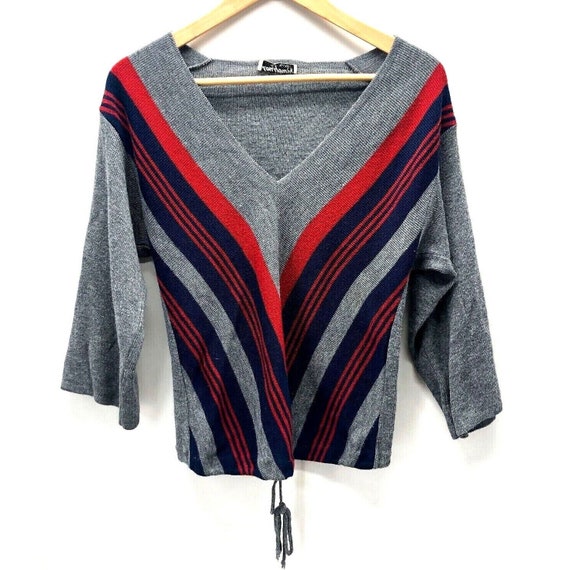 Vintage 80s Lois Young Sweater V Neck Geometric P… - image 1