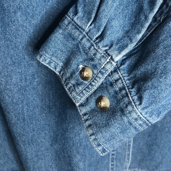 Vintage Denim Cottage Core Embroidered Shirt Blou… - image 6