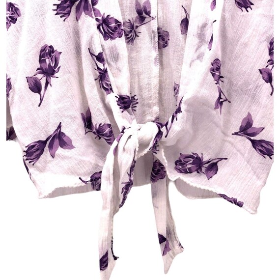 Vintage Floral Tie Front Blouse One Size Floral B… - image 5