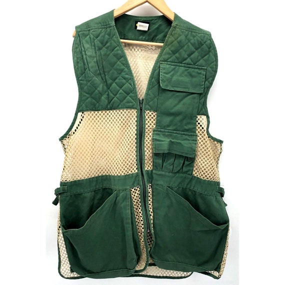 Vintage Allen Hunting Fishing Vest Size XL/XXL Pockets Green Tan