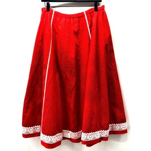 Vintage Handmade Cottage Core Skirt Size L/XL Floral Lace Polka Dot Reversible image 4