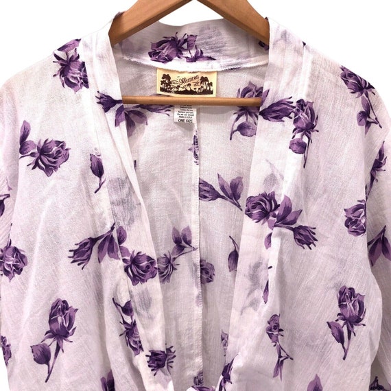 Vintage Floral Tie Front Blouse One Size Floral B… - image 3