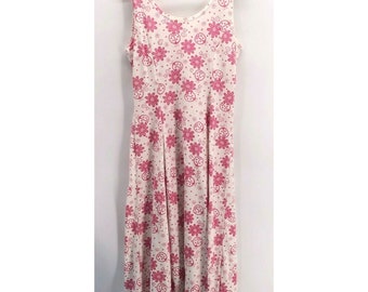 Vintage Pacific ID Dress Resort Maxi Novelty Floral Pink Ladybug Size 10