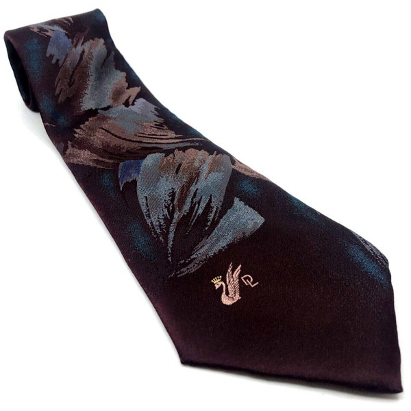 Vintage Don Loper Tie Designer Silk Polyester Mod Abstract Purple Gray USA