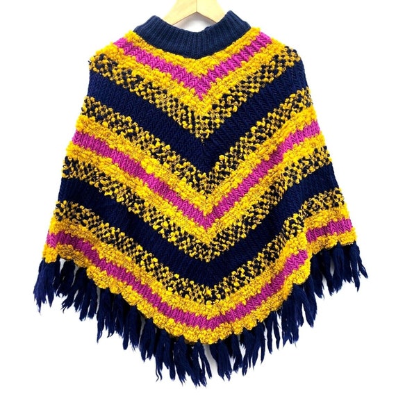 Vintage 70s Jack Winter Poncho Crochet 1/4 Zip St… - image 3