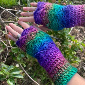 Rainbow Mermaid fingerless gloves/wrist warmers