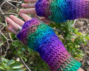 Rainbow Mermaid fingerless gloves/wrist warmers