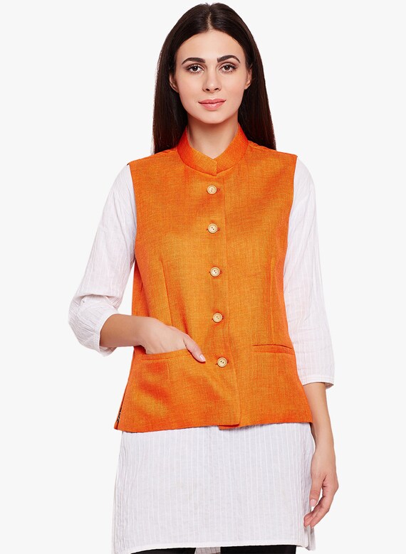 orange nehru jacket