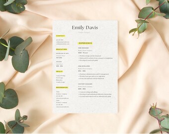 Professional Minimal Resume Template, Canva Resume Template, Editable Resume, Minimal Resume Template, 8.5 x 11 Resume Template