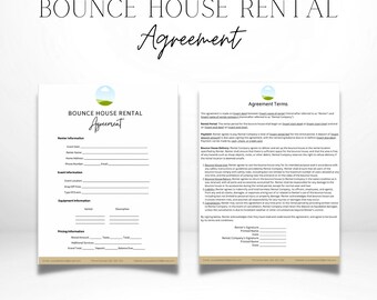 Bounce House Rental Agreement Contract, Bounce House Rental Template, Business Template, Bounce House Printable, Printable Contract