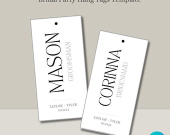 Wedding Party Hang Tang Template, Bridal Party Hang Tags, DIY Wedding, Wedding Templates, Printable Wedding Ideas