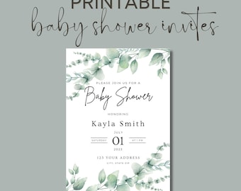 Baby Shower Invitation Template, Baby Shower Invite Printable, Boho Baby Shower Invite, Floral Baby Shower, Printable Invitations