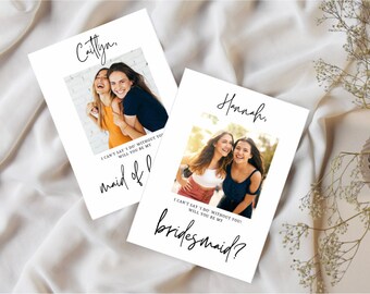 Bridesmaid Proposal Card Template, Maid of Honor Proposal Card Template, Wedding Canva Templates, Bridesmaid Proposal Template with Photo
