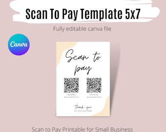 Scan To Pay Customizable Printable, Small Business Needs, Garage Sale supplies, boutique supplies, pop up sale supplies, business printables