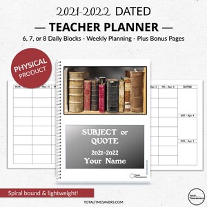Personalized Dated Teacher Planner | Spiral Bound | light-weight | 32 lb. paper | customized cover design | lesson plan book