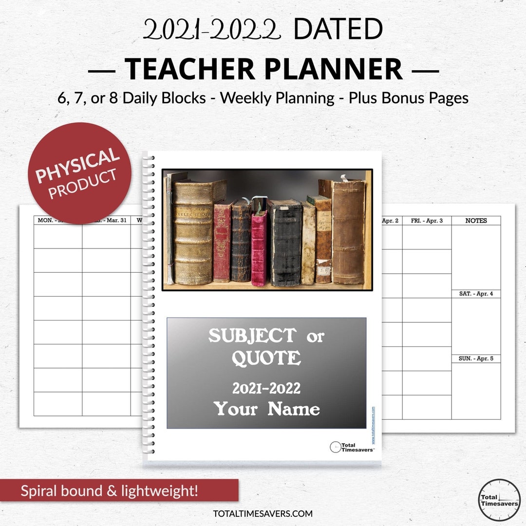 Personalized Dated Teacher Planner Spiral Bound Lightweight 32 Lb
