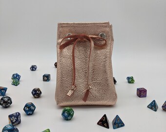 Rose Gold Leather Dice Bag