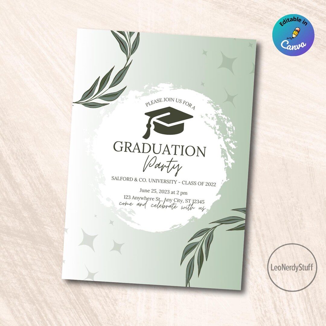 Editable Graduation Invitation Template Canva | Printable & Digital ...