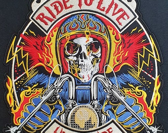 Large motorcycle patch for jacket - RIDE TO LIVE - free rider, patch for free bikers, no club patch