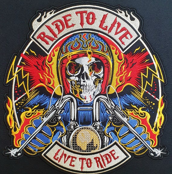 Large motorcycle patch for jacket - RIDE TO LIVE - free rider, patch for free bikers, no club patch