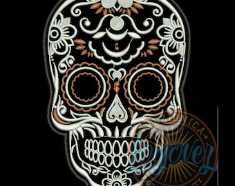 Mexican skull embroidery design, Calavera embroidery design