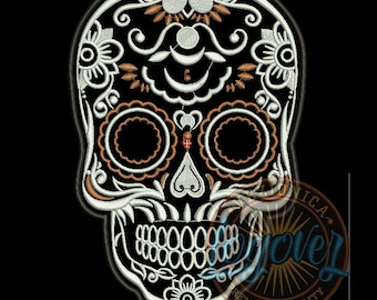 Mexican skull embroidery design, Calavera embroidery design