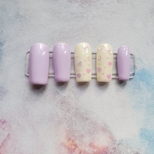 Purple with Iridescent Hearts Press on Nails