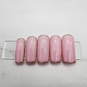 Minimal Pink Glitter Press on Nails | Reusable Press on Nails