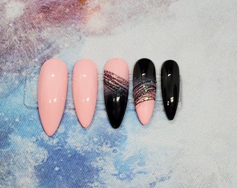 Customizable Black Ombre Press on Nails | Reusable Press on Nails | Choose Your Color