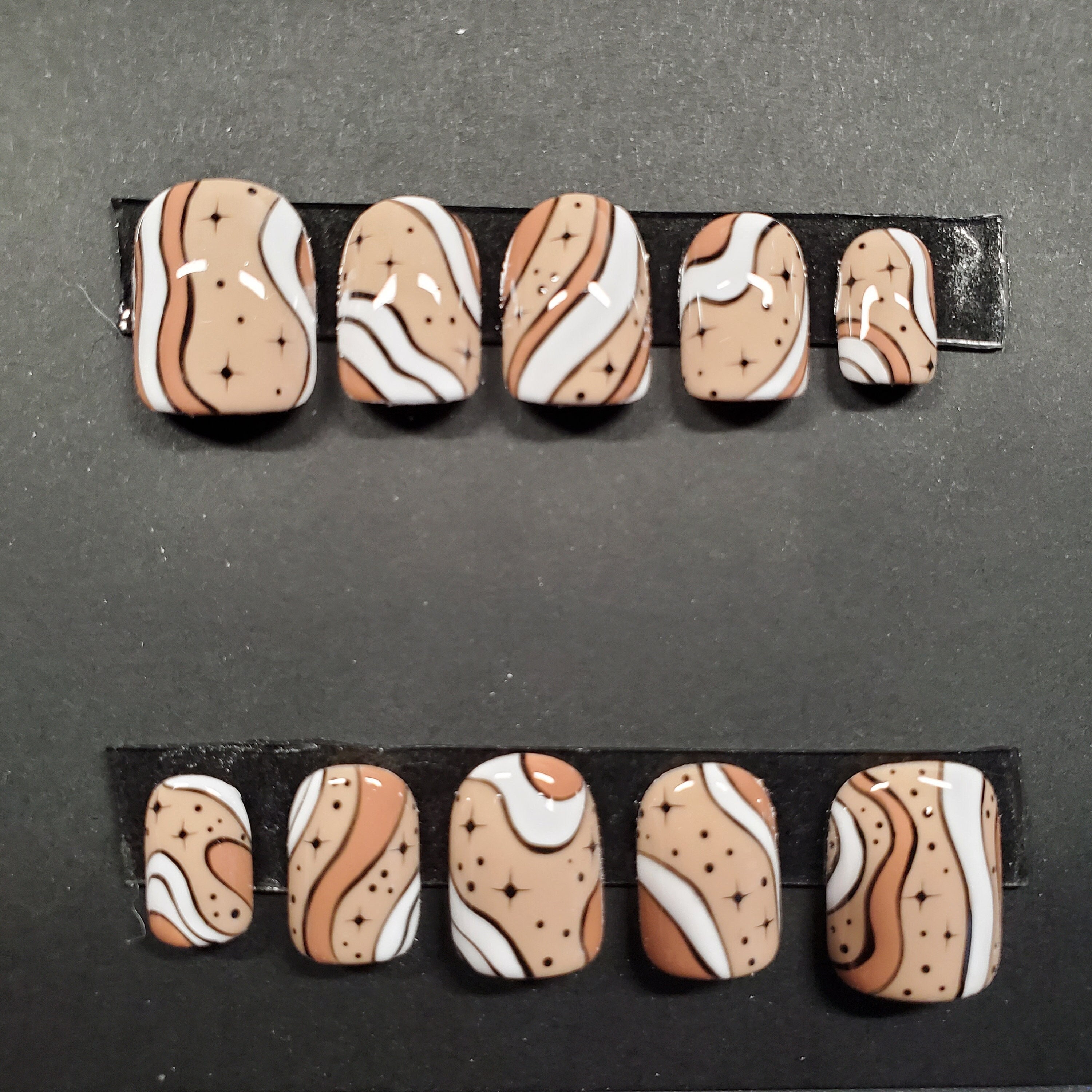 Dazed Press on Nails | Retro Nails | Swirl Nails | Star Nails | Reusable Press on Nails | Choose Your Color