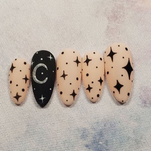 Magic Stars Nails | Witchy Nails | Moon and Star Nails| Reusable Press on Nails