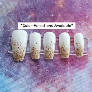 Gold Glitter Ombre Press on Nails | Reusable Press on Nails | Choose Your Color