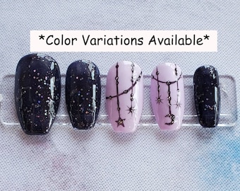Moon & Stars Press on Nails | Reusable Press on Nails | Choose Your Color