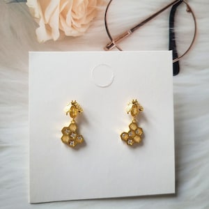 Bee earrings| bee and honey comb gold earrings, gold colour earrings