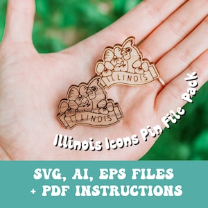 Illinois Icons Pin SVG, Ai, ARCHIVOS EPS - Illinois Svg - Cardinal Svg - Glowforge Files - Archivos cortadores láser - Pines Glowforge