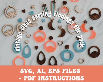 Vintage Vibes Earring Findings SVG, Eps, Ai Files - Glowforge SVG Files - Laser Engraved Jewelry - Digital Download - DIY Jewelry Making