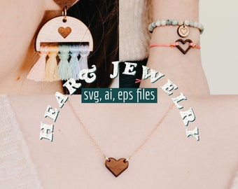 Heart Jewelry Findings Svg, Eps, Ai Files - Glowforge SVG Files - Valentine's Day SVG - Digital Download - DIY Jewelry Making - Vector Files