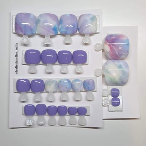 Pastel Purple Marble Press-on Toenails | Marble Press-on Toenails | Purple Press-on Toenails | Press-on Toenails | Custom Press-on Toenails