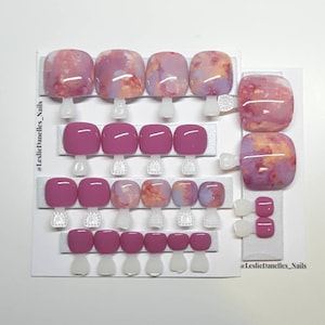 Pinkish Purple Marble Press On Toenails | Marble Press On Toenails | Marble Toenails | Gel Press Ons | Gel Toenails | Toenails