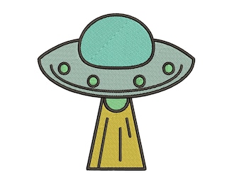 OVNI, diseño de bordado extraterrestre para bordado a máquina.