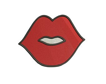 Aesthetic red lips, embroidery design for machine embroidery.