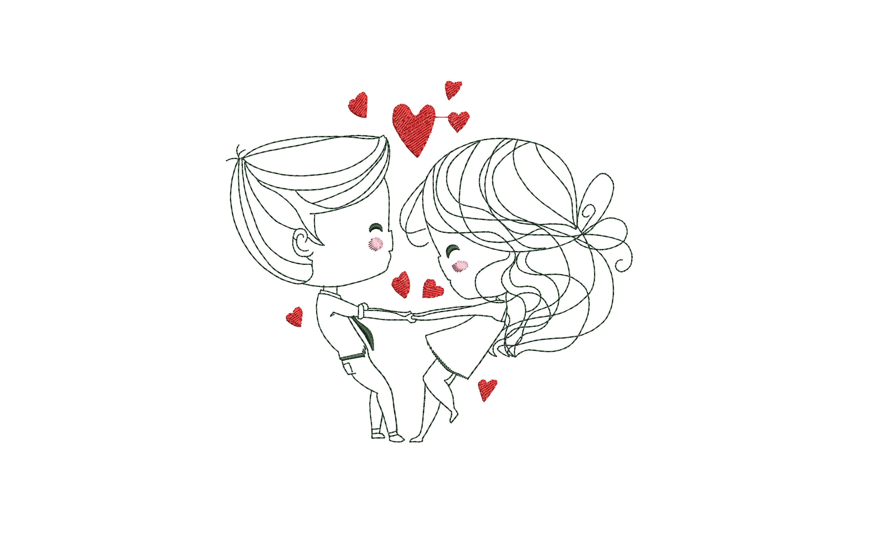 Cute couple embroidery design for machine embroidery  etsy Cute couple embroidery design for machine embroidery  etsy