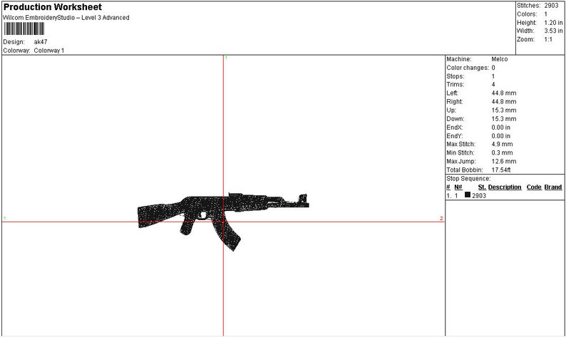 Diseño de bordado Ak-47 para el bordado a máquina. imagen 2