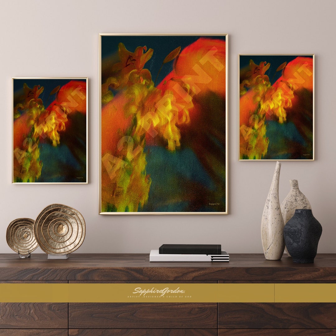 4* Digital Floral Abstract Art Print • Home Décor Wall Art • Wall Art ...