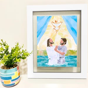Couverture du programme de baptême SDJ | Téléchargement numérique | Art du vitrail aquarelle du baptême de Jésus