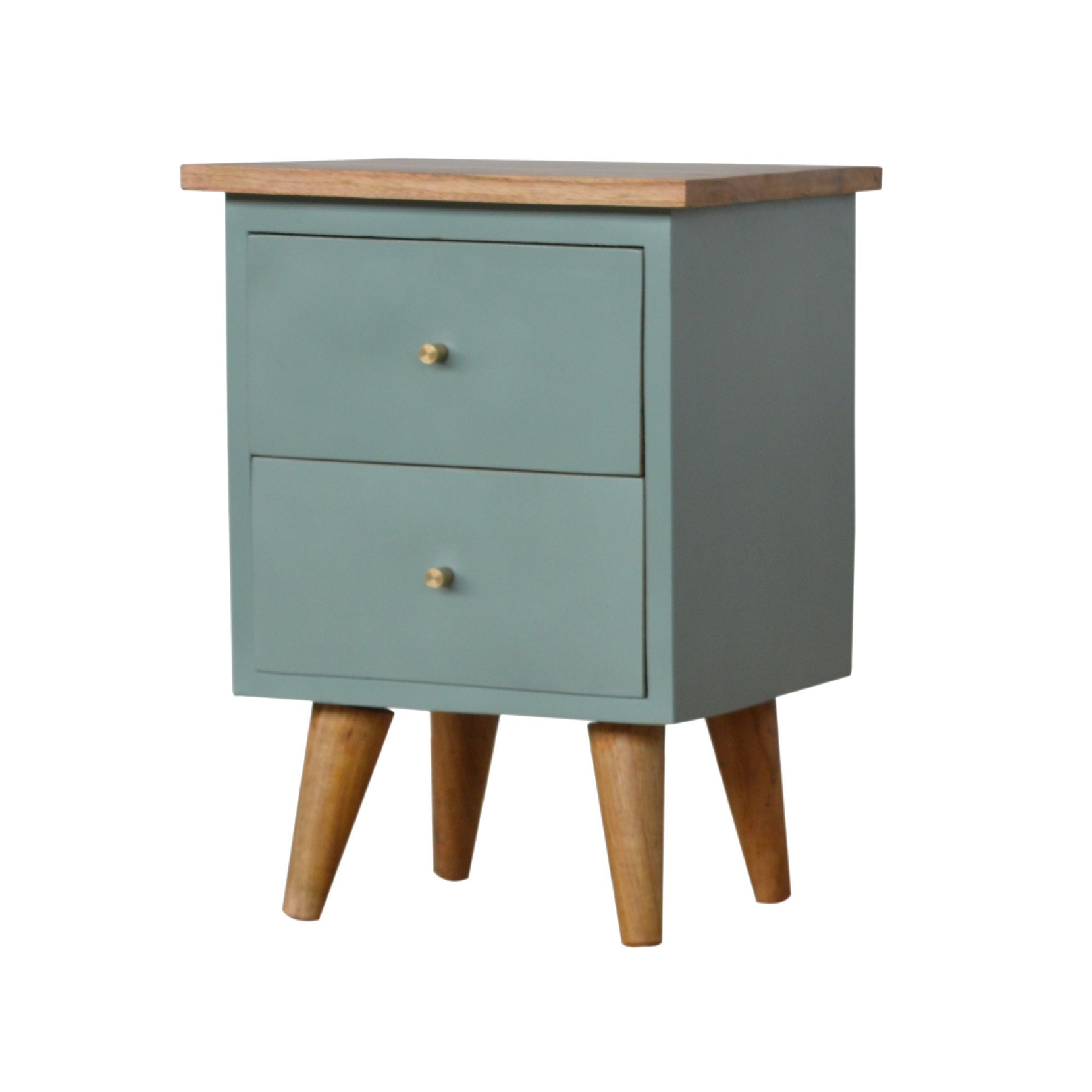 Light Green Painted Bedside Table Handmade Nightstand Etsy