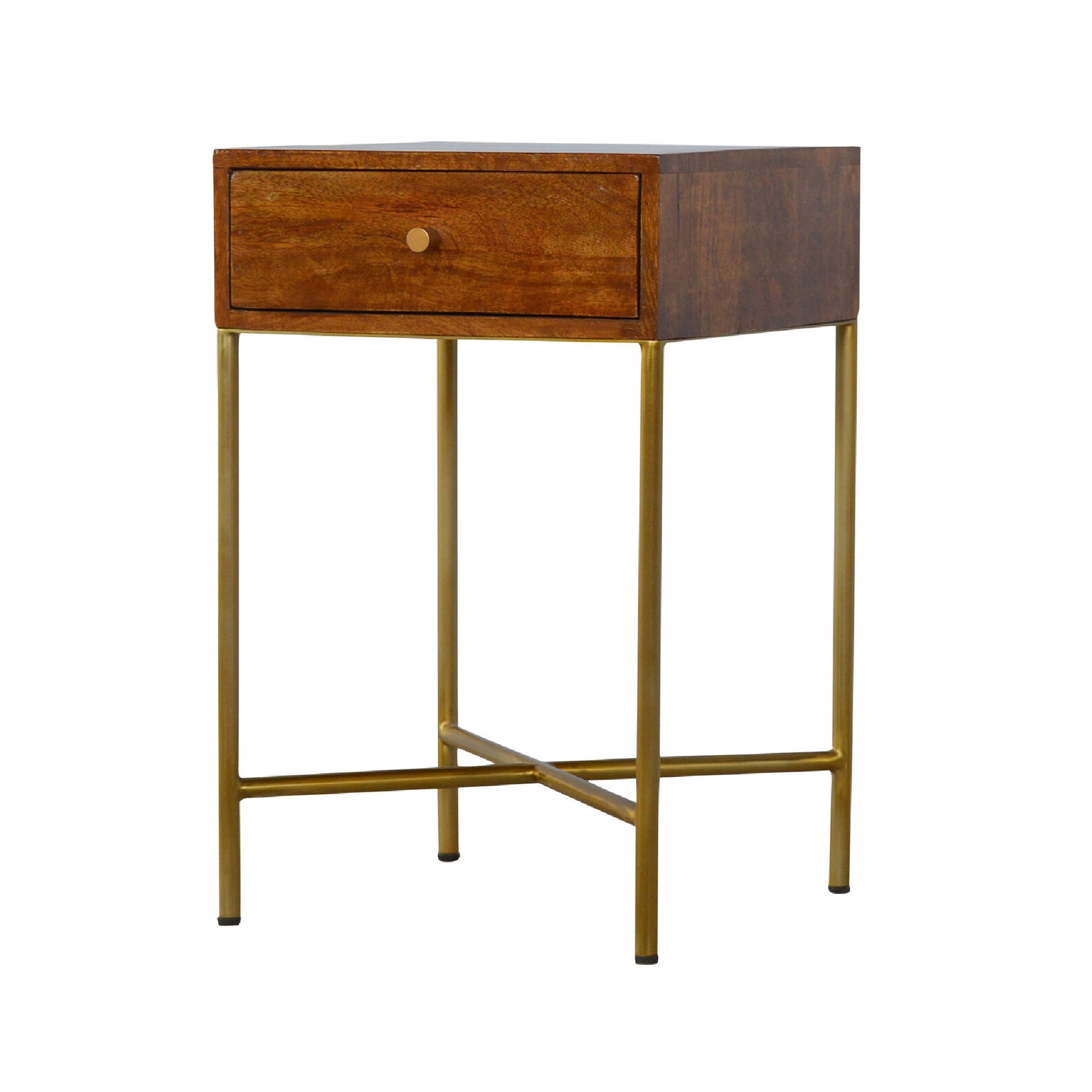 Golden Metal Frame Bedside Table Solid Wood Side Table Etsy