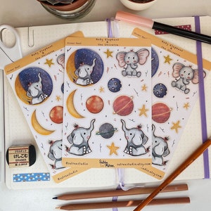 Baby Elephant & the Universe Theme Sticker Sheet