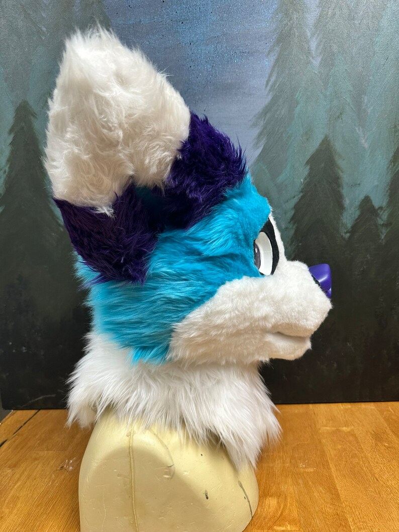 Premade Toony Canine Fursuit Head, Blue Dog Furry Fursuit Ready to Ship